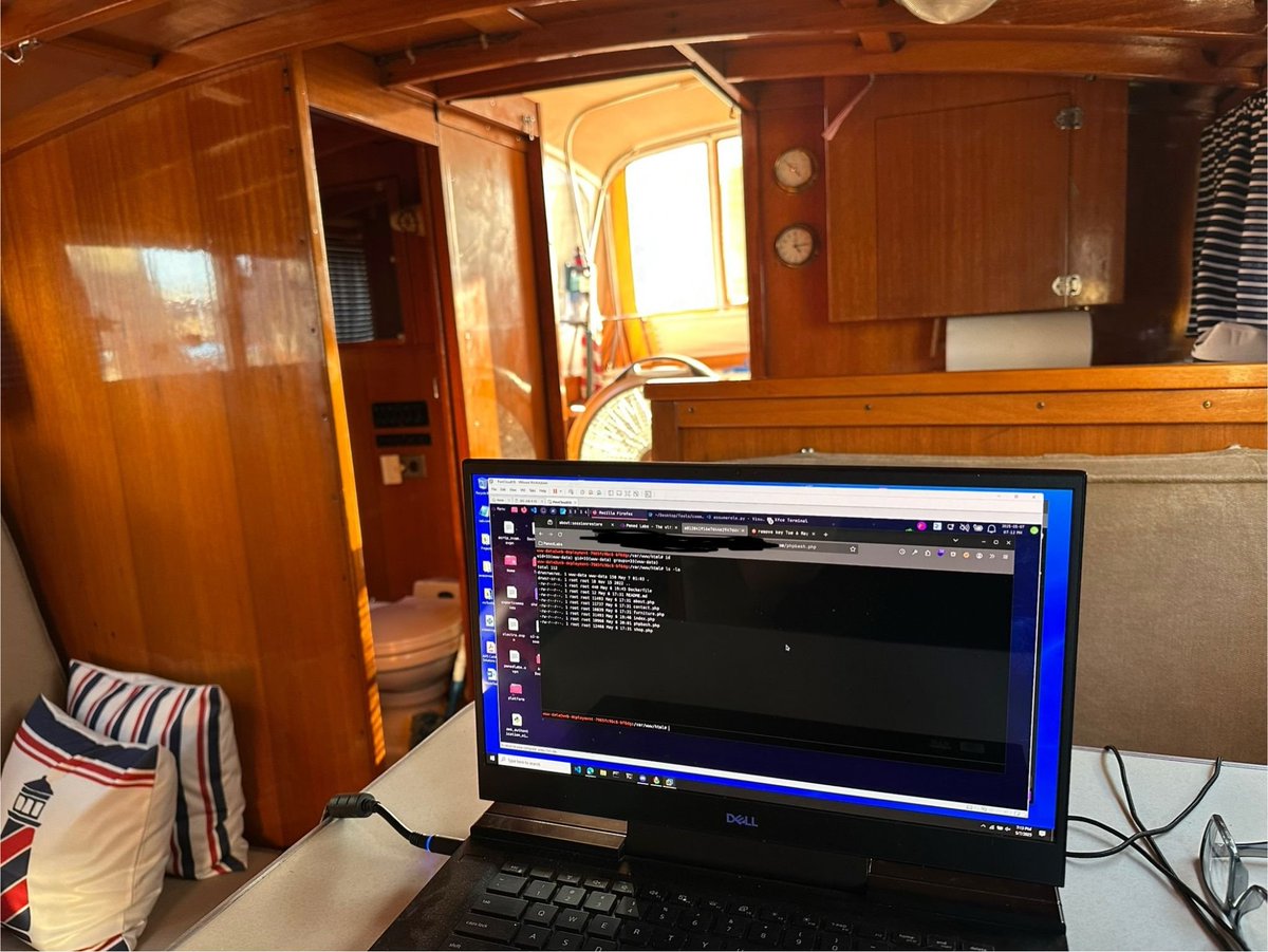 joehelle's tweet image. Don’t mind me. Just popping a web shell on a @PwnedLabs lab from my 1969 Lyman Express Cruiser.
World’s first antique boat shell?
