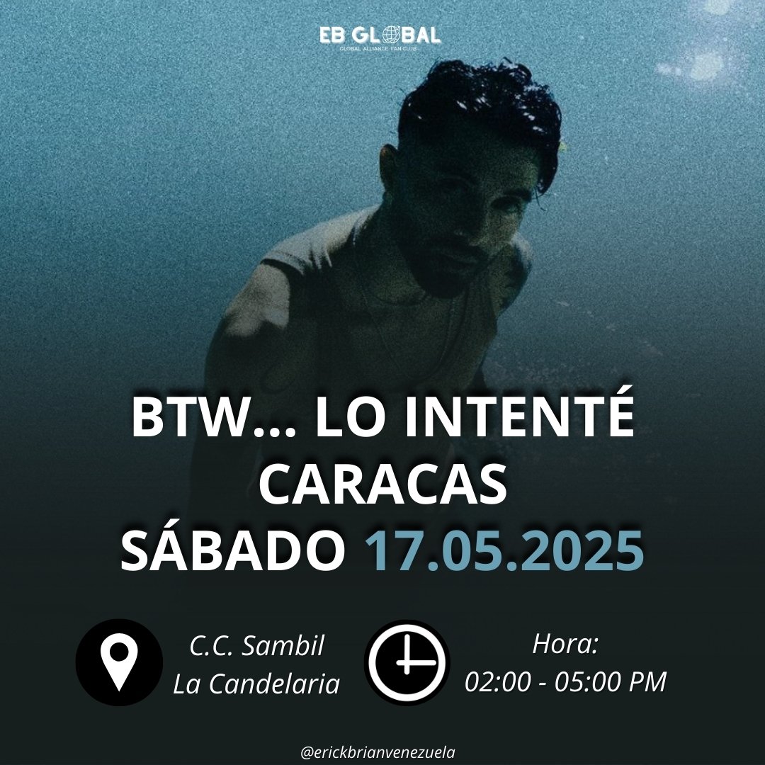 erickbrianvzla's tweet photo. ¡CARACAS!

la primera fecha de esta gira de promoción de fans a "BTW... LO INTENTÉ” está OUT NOWWW❤️‍🔥

1ra fecha: Caracas, Venezuela.🇻🇪

ahora preguntamos, ¿a dónde más quieren que llegue la gira de promoción de "BTW... LO INTENTÉ en Venezuela? 👀

#ErickBrian https://t.co/e1B3T8Zi3X
