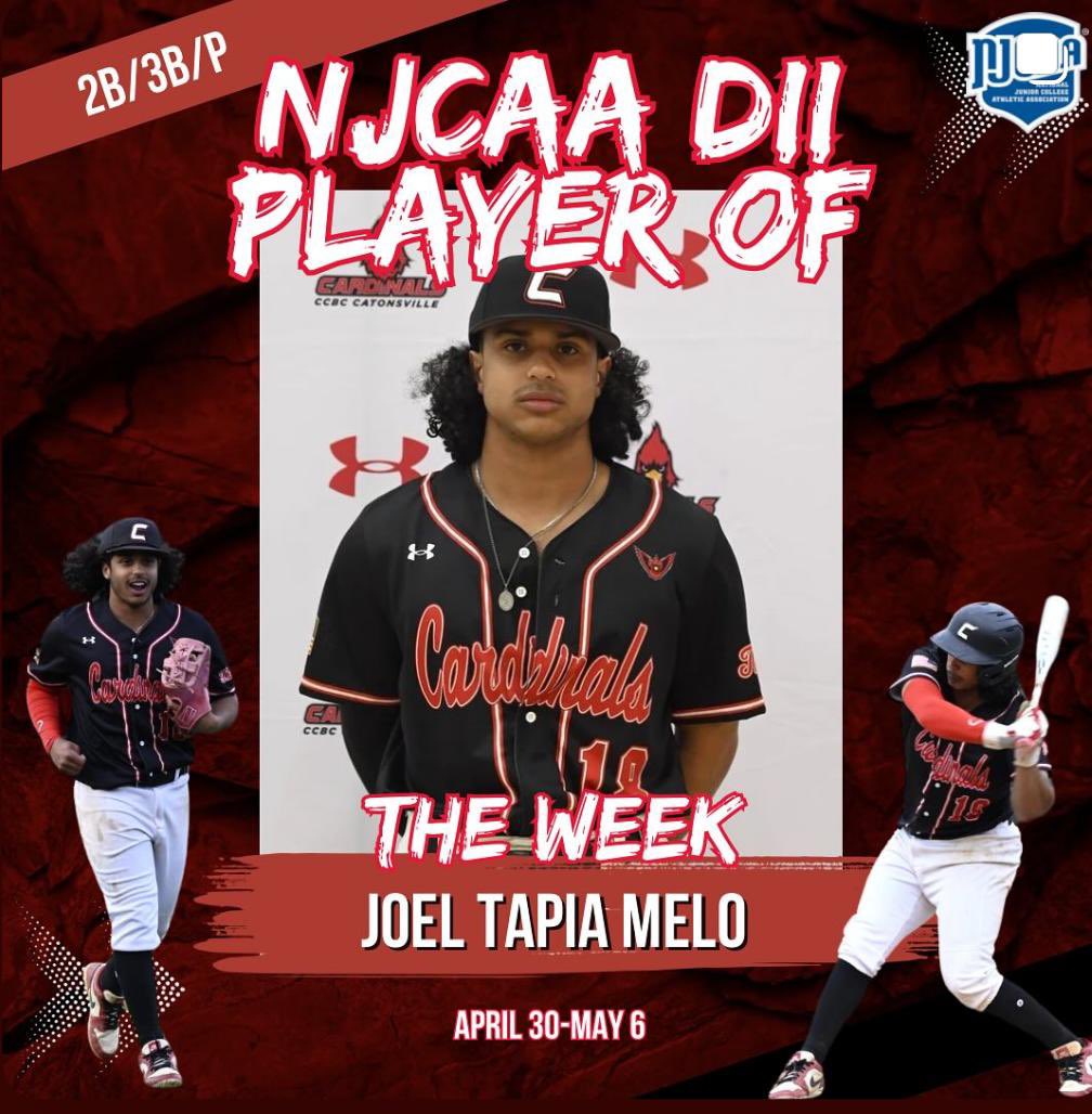 Thank you <a href="/NJCAABaseball/">NJCAA Baseball</a>, great week at the plate, happy to help my team catch some wins, looking forward to the playoffs!! 
<a href="/CCBCCardsSports/">CCBC Catonsville ATH</a>  
#NJCAABaseball #uncommitted #collegebaseball #baseball #JUCOPRODUCT #JUCO