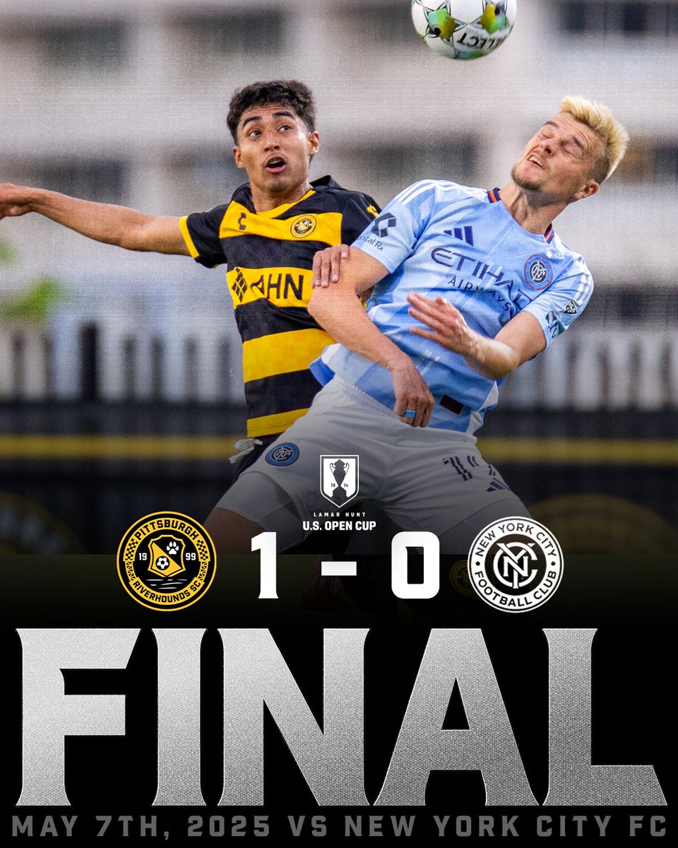 RiverhoundsSC's tweet image. Don't call it a Cupset! (We've been here for years!) 🏆

#PITvNYC #USOC2025 #Grittsburgh