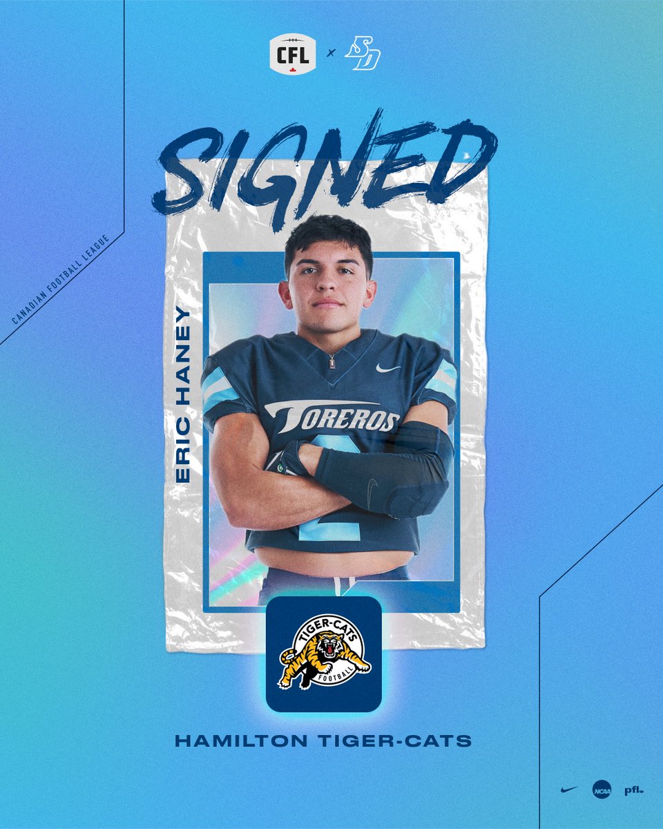 San Diego Football (@usdfootball) on Twitter photo .<a href="/eric7haney/">Eric Haney</a> is headed to Hamilton!
Congrats to the former Torero standout for signing with the <a href="/CFL/">CFL</a>'s <a href="/Ticats/">Hamilton Tiger-Cats</a> 🇨🇦
#GoToreros .<a href="/eric7haney/">Eric Haney</a> is headed to Hamilton!
Congrats to the former Torero standout for signing with the <a href="/CFL/">CFL</a>'s <a href="/Ticats/">Hamilton Tiger-Cats</a> 🇨🇦
#GoToreros