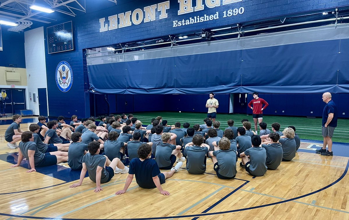 Thanks to 2023 alums Joe DeMaio and Austin Brown for coming in to speak with our guys on the importance of trusting one another and the work it requires to be successful. Both Joe and Austin were apart of our 2022 state semifinal run and are current members of IWU football team.