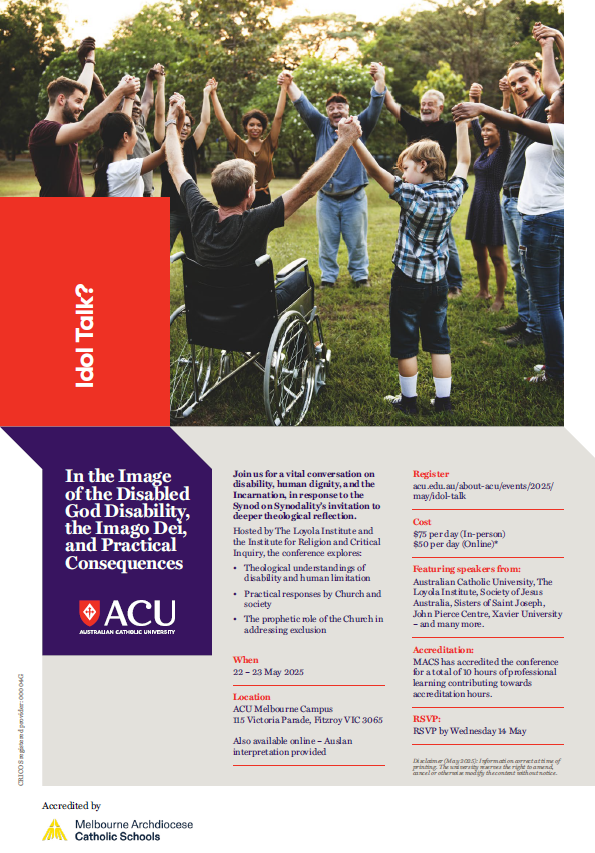 Zachariah_Duke's tweet image. 🗯️ #Conference Countdown - still time to register! 🗯️@IRCI_ACU and the Loyola Institute are holding a conference "Idol Talk?" on 22-23 May 2025 at @ACUmedia Melbourne. Register here: lnkd.in/gVtU2HAh. Looking forward to collaborating with many wonderful colleagues!