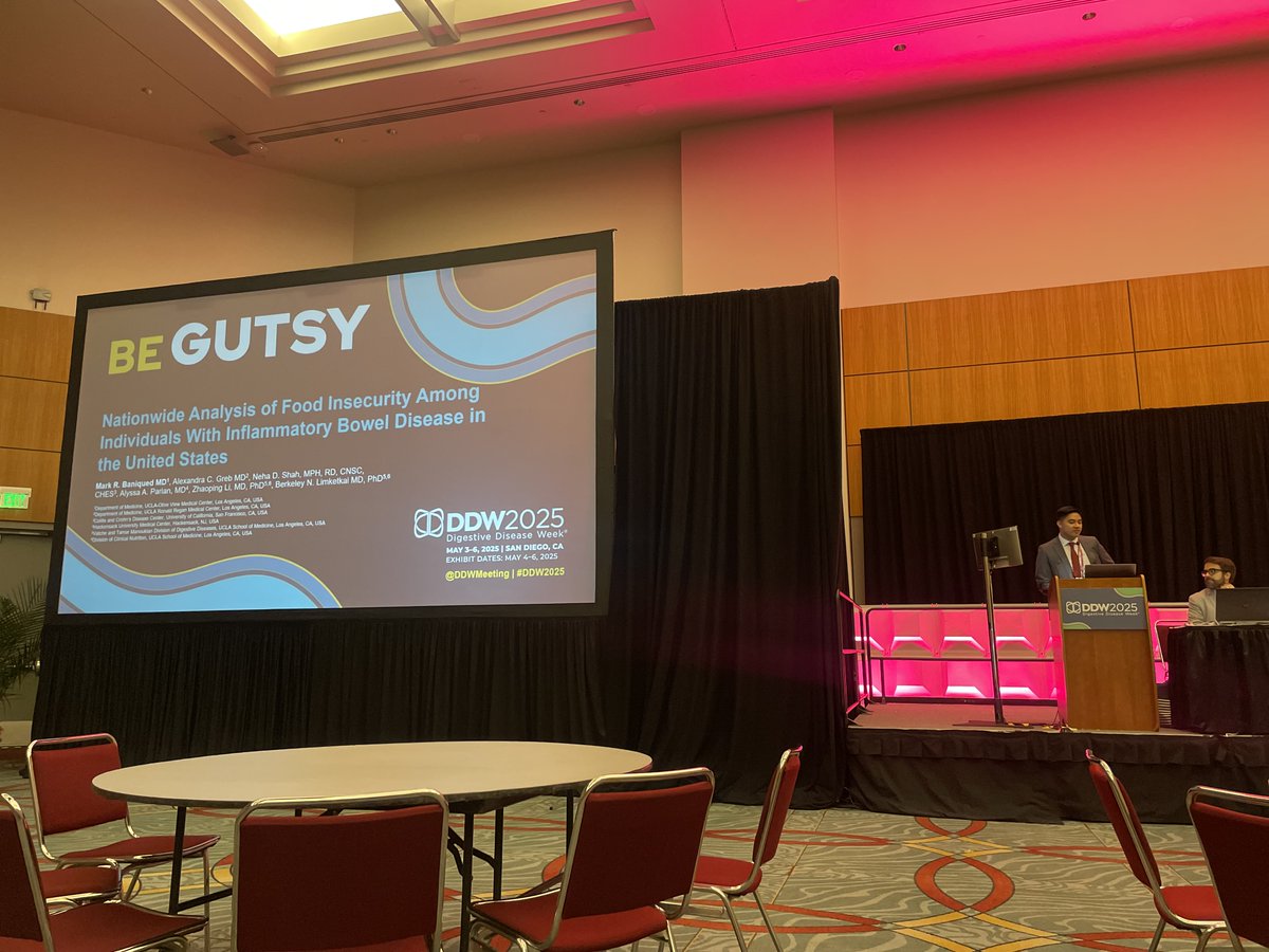 Berkeley Limketkai (@berkeleydoc) on Twitter photo Mark Baniqued shares our findings of food insecurity among individuals with #IBD in US (13% with #IBD vs. 8% without IBD).
Diet therapies don't work for patients who cannot even afford them.
#DDW2025 <a href="/UCLAGIHep/">UCLA Gastroenterology and Hepatology</a> <a href="/OliveViewUCLA/">Olive View UCLA</a> Mark Baniqued shares our findings of food insecurity among individuals with #IBD in US (13% with #IBD vs. 8% without IBD).
Diet therapies don't work for patients who cannot even afford them.
#DDW2025 <a href="/UCLAGIHep/">UCLA Gastroenterology and Hepatology</a> <a href="/OliveViewUCLA/">Olive View UCLA</a>