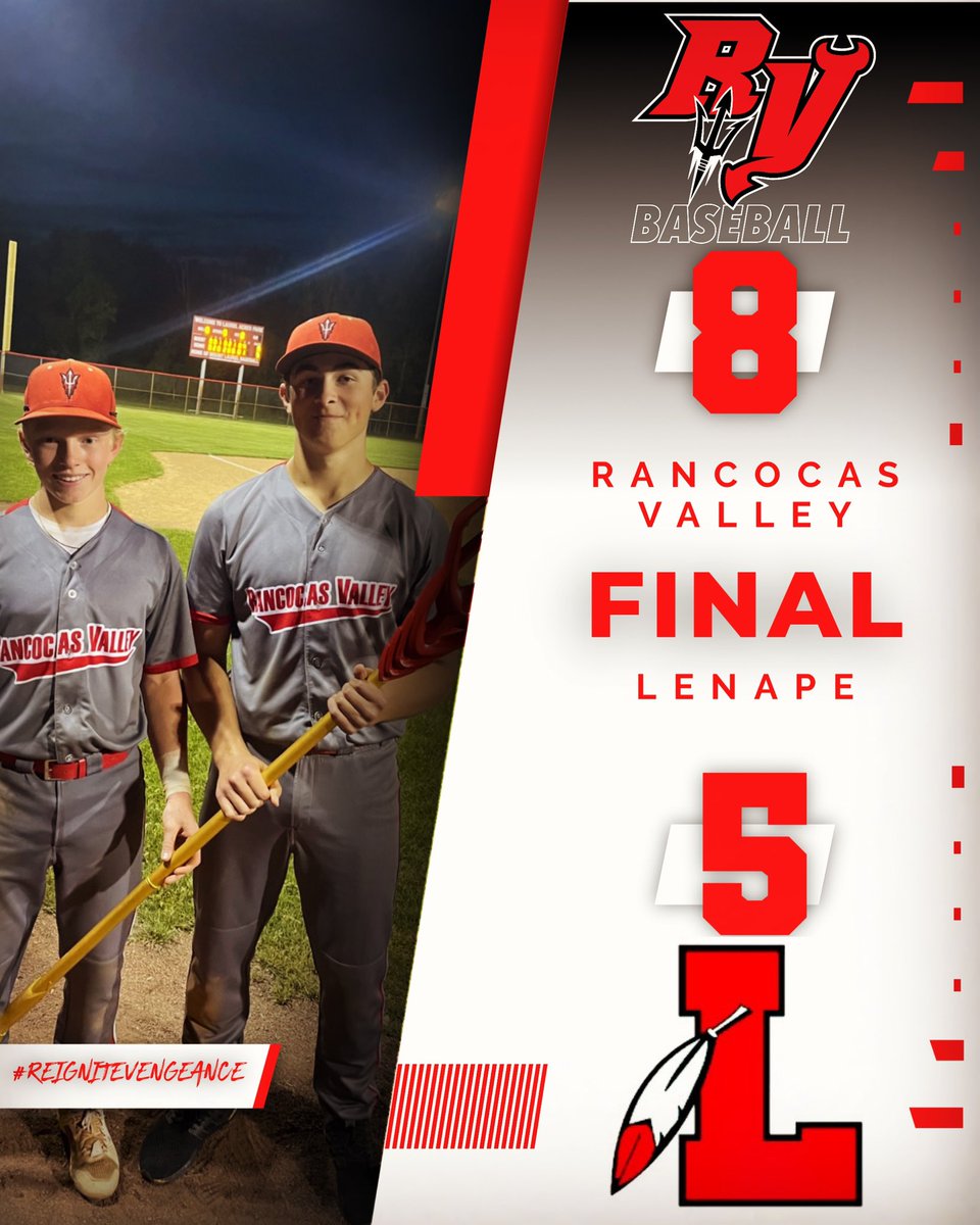 RV Baseball ⚾️ (@rvbaseball_) on Twitter photo 🚨W Under the lights!! The bats came to life late! <a href="/BartlettaJake/">Jake Bartletta</a> had a 4H game, Connor Whitall, Carter Kleszics and Evan Vallee all had a 2H 2RBI night! Matt Korbich went 5 giving up 2 hits and Connor Gant closed the door! 🍪
#ReigniteVengeance #WIN 🚨W Under the lights!! The bats came to life late! <a href="/BartlettaJake/">Jake Bartletta</a> had a 4H game, Connor Whitall, Carter Kleszics and Evan Vallee all had a 2H 2RBI night! Matt Korbich went 5 giving up 2 hits and Connor Gant closed the door! 🍪
#ReigniteVengeance #WIN