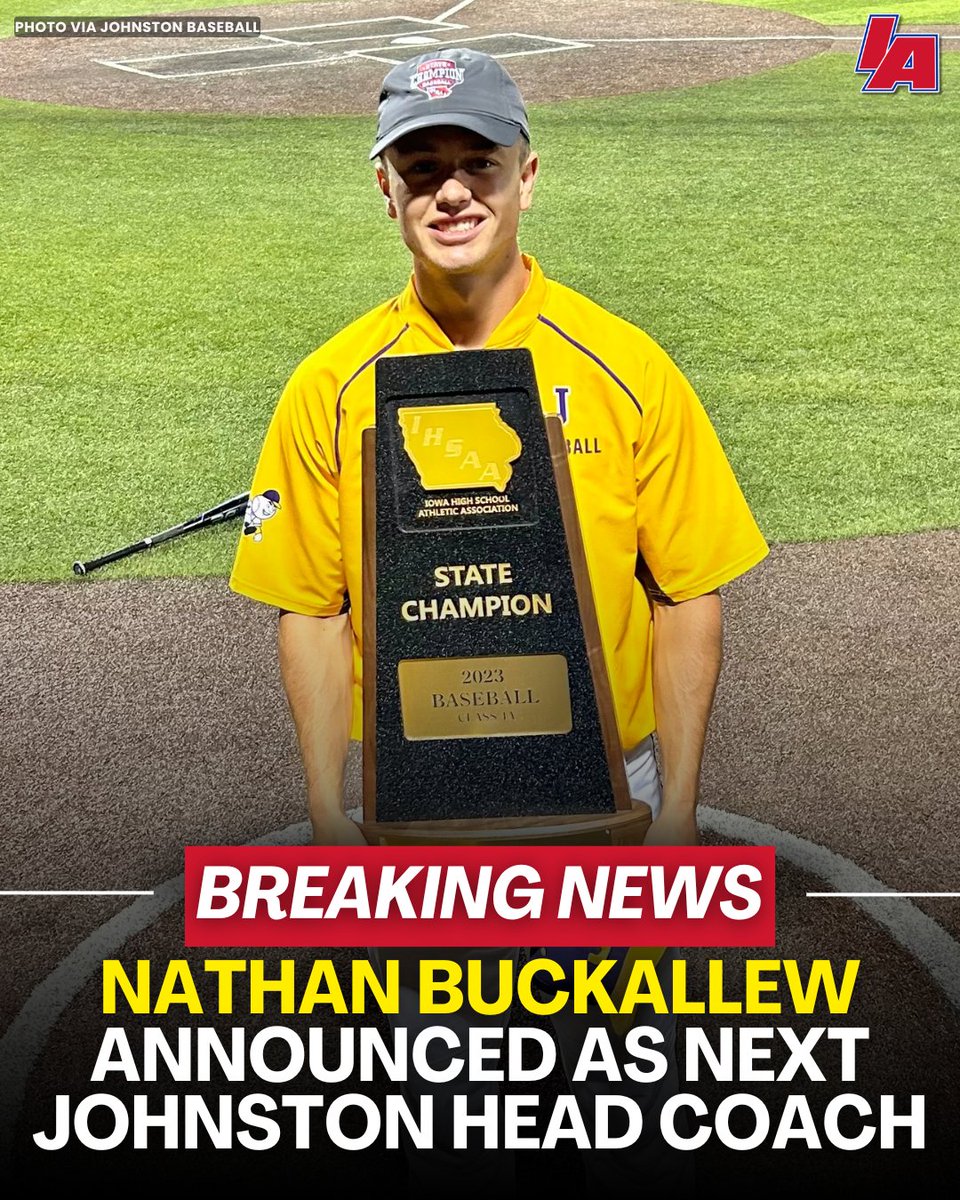 🚨 BREAKING NEWS 🚨

Nathan Buckallew has been announced as Johnston's next head coach in 2025-26. Buckallew was a former player who won a state title for the Dragons in '17. 

#IAbaseball X #iahsbsb
