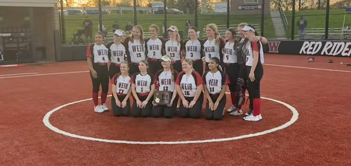 Weir High sweeps a DH from Brooke 12-0 and 4-2 to claim the Class AAA region 1 section 1 softball title. 

Red Riders onto regional play in a little less than 2 weeks.