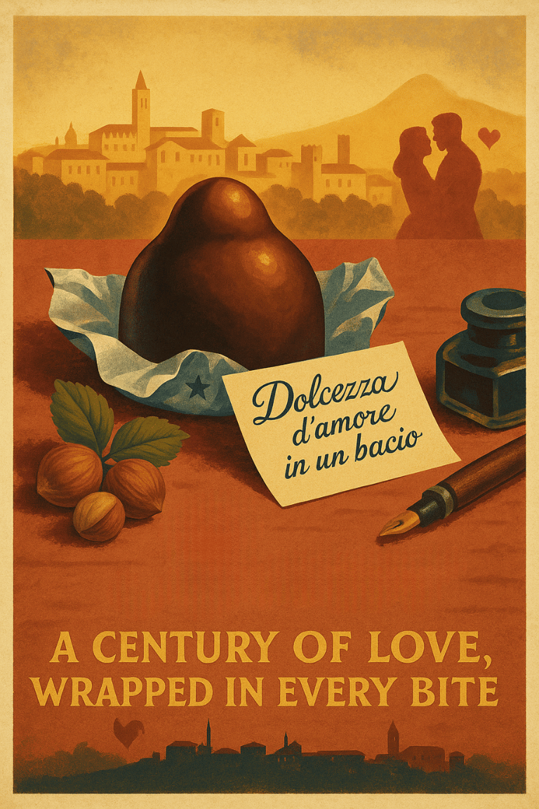 A tribute poster of Baci Perugina blending 1930s Italian ad style with muted colors, bold typography, and romantic touches from Perugia’s skyline.

✨ Like, comment, or share to help <a href="/Nestle/">Nestlé</a> &amp; <a href="/PeruginaCocoa/">Perugina</a>  see it!

#NestleItalia #BaciPerugina #VintageDesign #AIArt