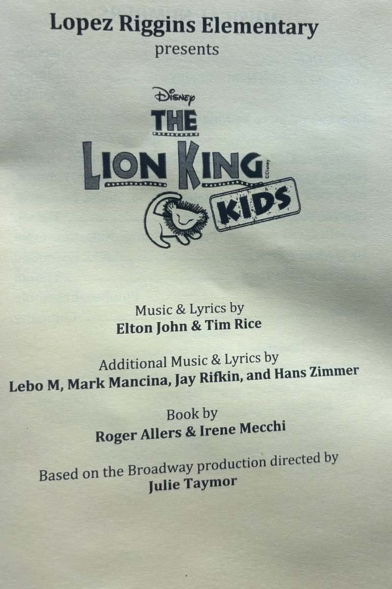tudon26's tweet image. I truly enjoyed watching the Lion King Kids performance by the super talented students from Lopez-Riggins Elementary School this evening!🤩👏🏼👏🏼👏🏼 Great job, everyone!!🥳 @LRE_Wranglers @Sharon_2113 @aamaro10 @jbeth81