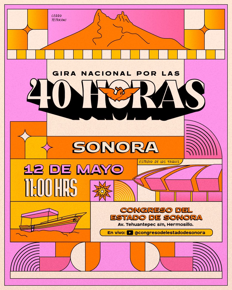¡Vámonos a mi Sonora querida! 🌵
El próximo lunes vamos a continuar con esta gira por las #40horas, para escuchar a todas las partes interesadas en hacer este gran cambio de la mejor manera posible.