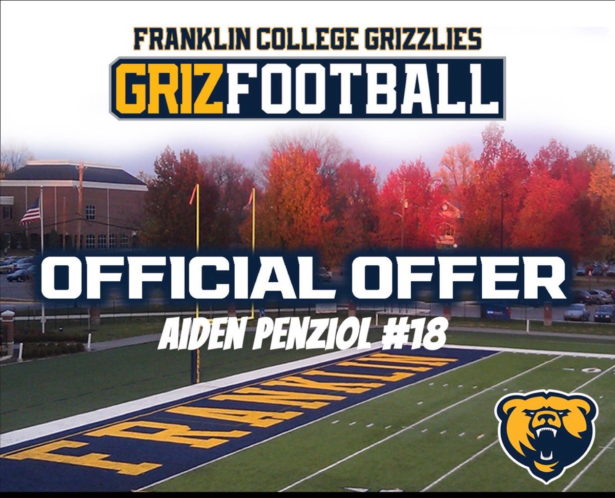 Aiden Penziol (@aidenpenziol) on Twitter photo After a great conversation with Coach Mike ( <a href="/ChampionsManual/">Mike Leonard</a> ) I am blessed to receive an offer to play <a href="/FCGrizAthletics/">Franklin Grizzlies</a> football! Super excited to get back down on campus for camp this summer! Thank you Coach!
God is good ✝️
<a href="/LPSlicersFB/">LaPorte Slicers Football</a> After a great conversation with Coach Mike ( <a href="/ChampionsManual/">Mike Leonard</a> ) I am blessed to receive an offer to play <a href="/FCGrizAthletics/">Franklin Grizzlies</a> football! Super excited to get back down on campus for camp this summer! Thank you Coach!
God is good ✝️
<a href="/LPSlicersFB/">LaPorte Slicers Football</a>