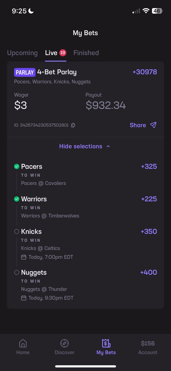 atm929's tweet image. Let’s see what kind of crappy early pay out hard rock decides to offer it’s never good with them #NBAPlayoffs #Parlay