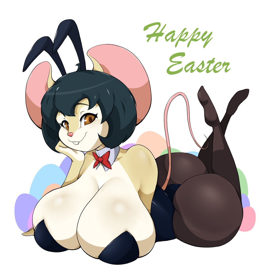 I'm a bit late, but here's a bunnysuited Kiki for Easter. 🐭🐇🥚