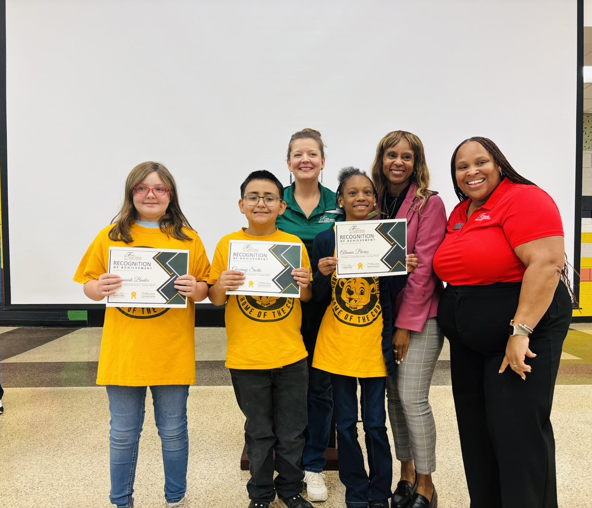 We are so proud of our <a href="/ConleyHillsCubs/">Conley Hills Elementary School</a> champs for receiving the Outstanding Leadership award from Board Members <a href="/KGregory79/">Katherine Gregory</a>, <a href="/KimberlyRDove/">Kimberly R. Dove</a> and Vice President Warren. Their voice, leadership, and impact are truly inspiring. #ElevateExcellence <a href="/jasonjstamper/">Jason Stamper, EdD</a>