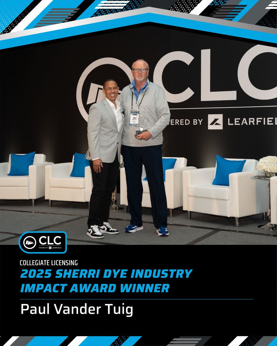 CLC (@clcbrands) on Twitter photo Congratulations to Paul Vander Tuig (<a href="/134480/">Paul Vander Tuig</a>) for being named the recipient of the CLC Sherri Dye Industry Impact Award. His commitment to collegiate licensing and setting the standard for excellence has influenced many in the industry. Congratulations to Paul Vander Tuig (<a href="/134480/">Paul Vander Tuig</a>) for being named the recipient of the CLC Sherri Dye Industry Impact Award. His commitment to collegiate licensing and setting the standard for excellence has influenced many in the industry.