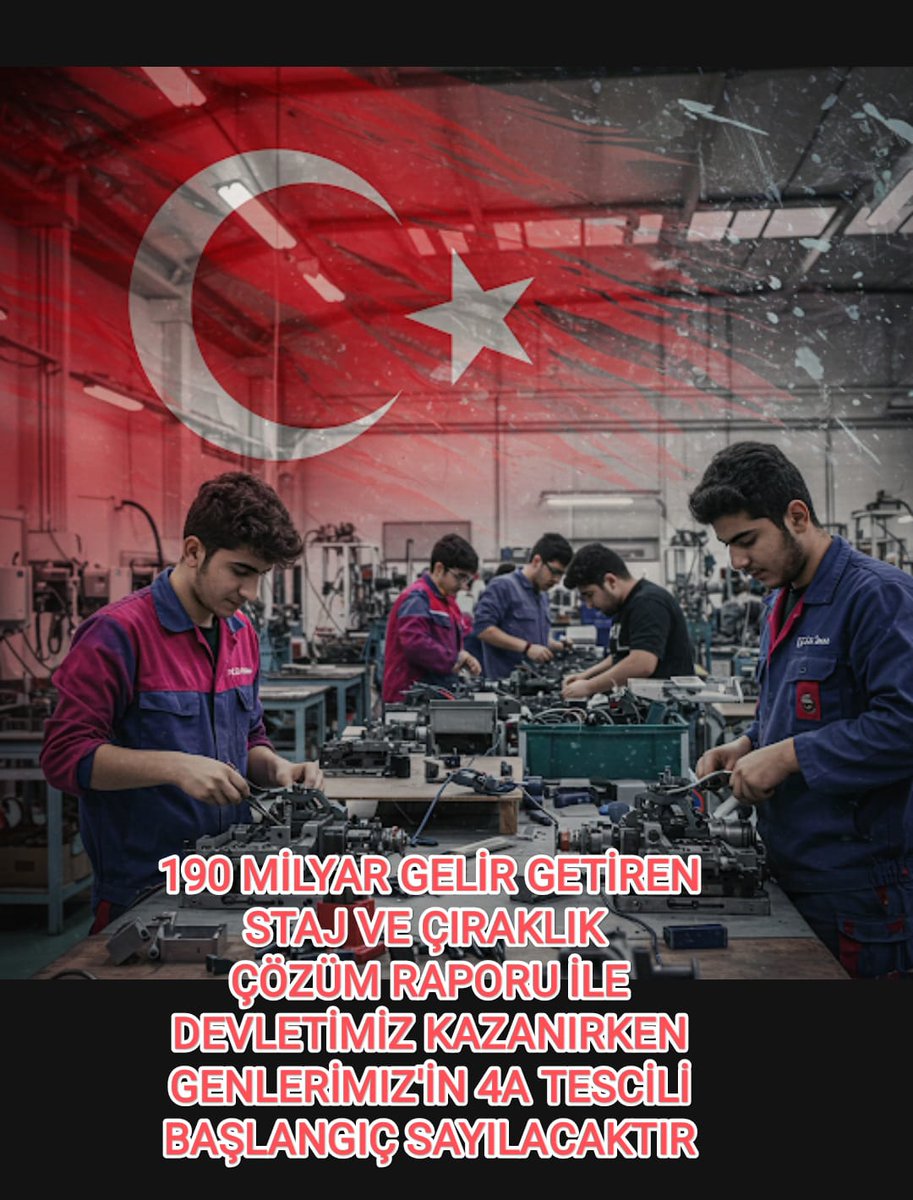 190 Milyarlık Çözüm Raporuna Onay Devletimizden Gelecek. Stajyer ve Çırakların Yüzü gülecek. 

Reisin Onayıyla
#TürkmenBeyinKatkısıyla
#StajyerÇırakTemizSayfada