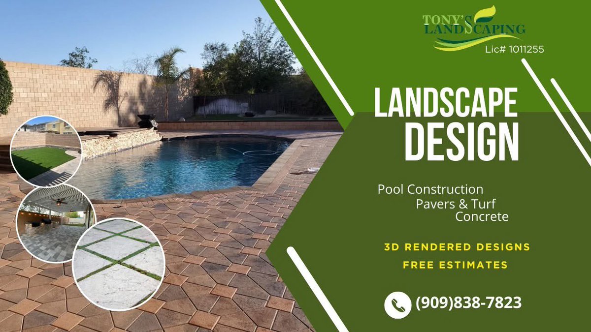 TonysLandscape's tweet image. SUMMER IS CALLING 📞

Get ready for Summer with our #PoolConstruction and #LandscapeDesignServices Call us for a Free Estimate today and let&apos;s get you started! 

909-838-7823 

For more information on our services visit our website 

tonyslandscapeinc.com