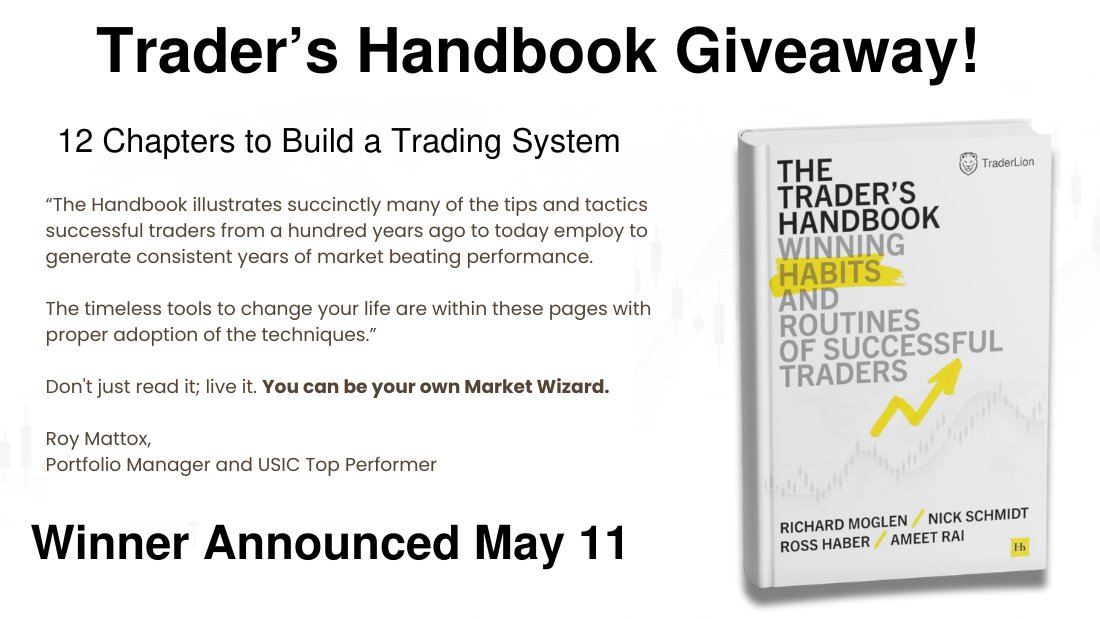 TraderLion (@traderlion_) on Twitter photo 🚨 The #TradersHandbook launches in 20 days! 🚨
To celebrate, we’re giving away a signed copy from <a href="/RichardMoglen/">Richard Moglen</a>, <a href="/AmeetRai_/">Ameet Rai</a>, <a href="/RossHaber_/">Ross Haber</a>, and <a href="/NickSchmidt_/">Nick Schmidt</a> 🎉
How to Enter:
🔁 Retweet this post
💬 Reply “Trader’s Handbook” below
Winner announced this Sunday at 4 PM EST! 🚨 The #TradersHandbook launches in 20 days! 🚨
To celebrate, we’re giving away a signed copy from <a href="/RichardMoglen/">Richard Moglen</a>, <a href="/AmeetRai_/">Ameet Rai</a>, <a href="/RossHaber_/">Ross Haber</a>, and <a href="/NickSchmidt_/">Nick Schmidt</a> 🎉
How to Enter:
🔁 Retweet this post
💬 Reply “Trader’s Handbook” below
Winner announced this Sunday at 4 PM EST!