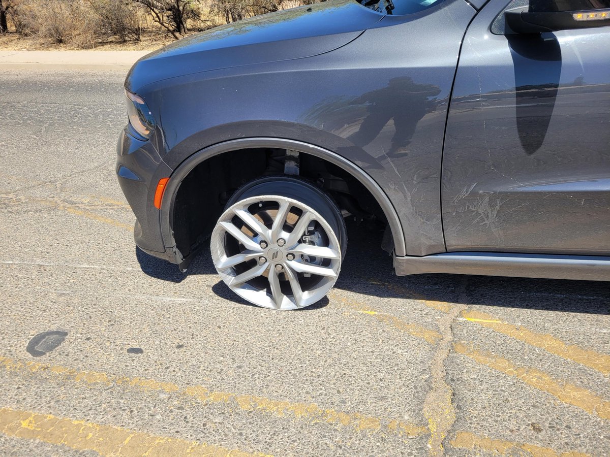 Pregnant woman tries fleeing from agents, but the lack of rubber on the rim made her DuranGo not go. 

4/27: Agents spiked the vehicle as she tried to evade them near the village of Vamori. With the help of Tohono O’odham Police, agents were able to safely bring the chase to an