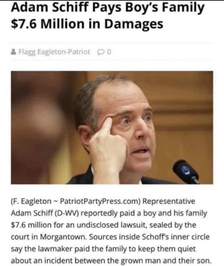MoonCake (@mooncake1738) on Twitter photo <a href="/CAgovernor/">Governor Gavin Newsom</a> This is one of your senators with a little boy paying the family in $7,600,000 M in damages wonder what <a href="/SenAdamSchiff/">Adam Schiff</a> broke ? <a href="/CAgovernor/">Governor Gavin Newsom</a> This is one of your senators with a little boy paying the family in $7,600,000 M in damages wonder what <a href="/SenAdamSchiff/">Adam Schiff</a> broke ?