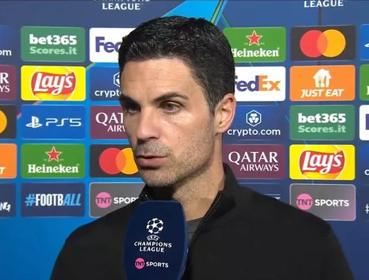 TrollFootball's tweet photo. Arteta: "Real Madrid won 3 Champions Leagues in a row with worse performances than we had in the last two seasons. With the performance of the past two seasons, we have 5 Champions Leagues in a row. Winning trophies is about being in the right place, in the right moment." https://t.co/EgaB8b4dTF