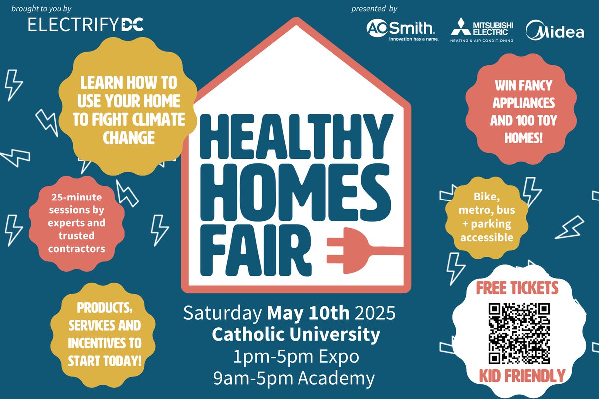 DC People's Counsel (@dcopc) on Twitter photo Got Saturday plans? Join <a href="/DCOPC/">DC People's Counsel</a> at the #healthyhomesfair at <a href="/CatholicUniv/">The Catholic University of America</a>. Come 4 exhibits, info sessions, e-bike rides, cooking demos, food trucks, family fun & programs to make your home cleaner, healthier, energy efficient. Free tickets at
bit.ly/HHF2025d #electrifyDC Got Saturday plans? Join <a href="/DCOPC/">DC People's Counsel</a> at the #healthyhomesfair at <a href="/CatholicUniv/">The Catholic University of America</a>. Come 4 exhibits, info sessions, e-bike rides, cooking demos, food trucks, family fun & programs to make your home cleaner, healthier, energy efficient. Free tickets at
bit.ly/HHF2025d #electrifyDC