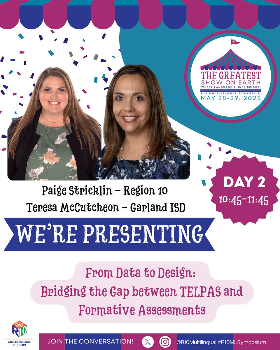 Excited to be presenting at the Multilingual Symposium! Join me and other educators as we explore strategies, insights, and innovations to support and celebrate multilingual learners. Let’s learn, connect, and grow together!

#MLSymposium #TheGreatestShow #MultilingualLearners