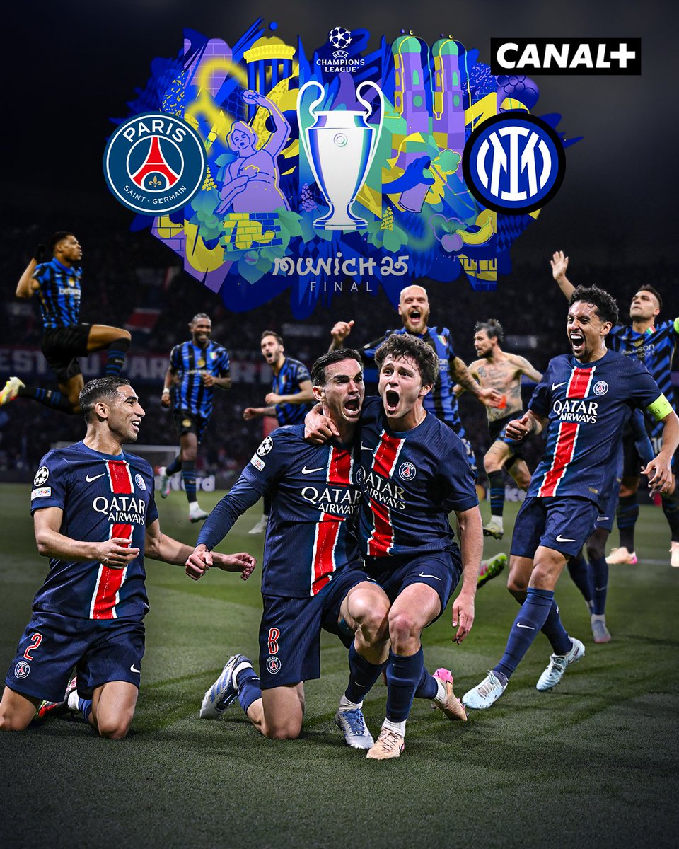 PSG ⚡️ INTER

Rendez-vous le 31 mai 2025 à Munich 🏆

#UCL