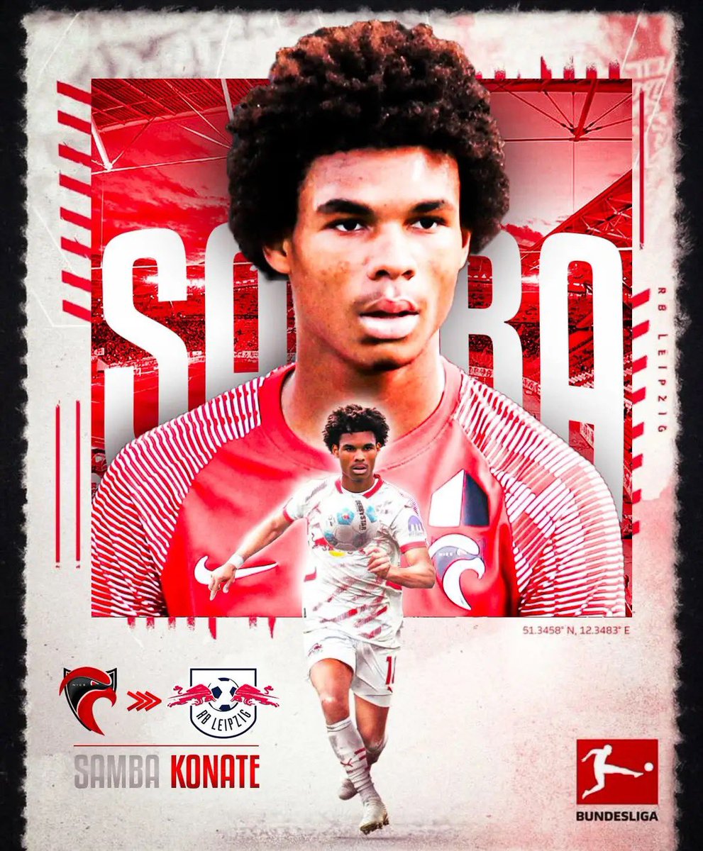 ✍️ Le jeune Samba Konaté (2009), qui était convoité par la plupart des grands clubs européens, s'engage avec le RB Leipzig à seulement 16 ans. 

Ancien joueur de l'OM, il réalise une magnifique saison avec le Cavigal en U17Nat (20 buts &amp; 6 passes décisives).

La saison passée, il
