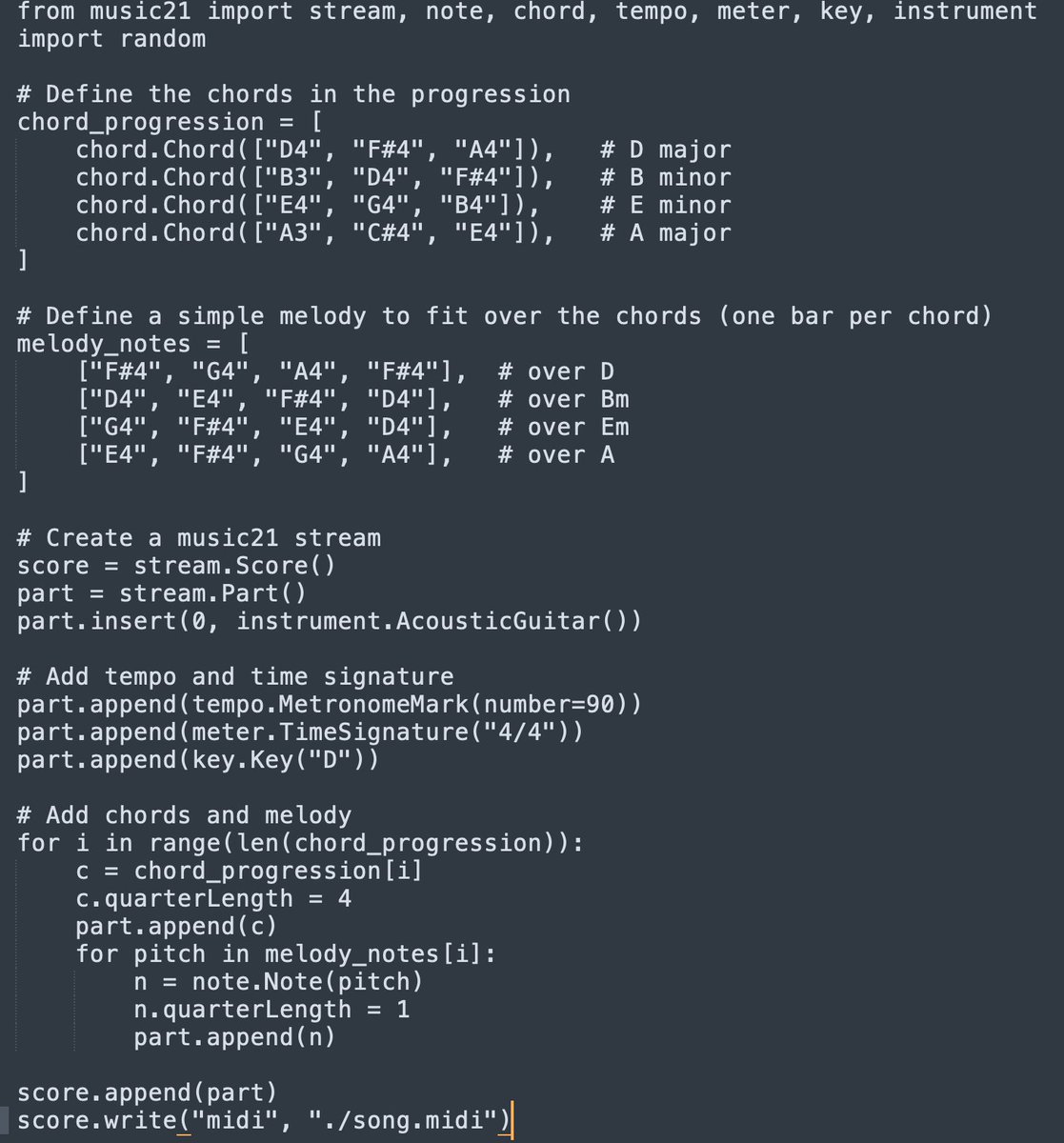 Interestingly, you can ask <a href="/ChatGPTapp/">ChatGPT</a> to create a melody, and it does so: it produces a Python script to generate a simple melody in MIDI format. The program runs, the file is created and is correct.