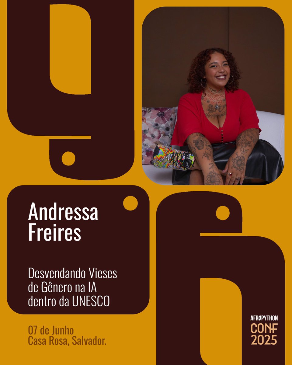 AfroPython's tweet image. Afroindígena, periférica, cientista &amp;amp; professora.
 Tech Lead | Fundadora da diversiData | Ativista por + diversidade em tech.
 Palestrante sobre ética, IA, dados e DEI.
 Reconhecida pelo MIT &amp;amp; Ada Lovelace Global Award 🏆
 Especialista em Data Science na CBO 🇧🇷