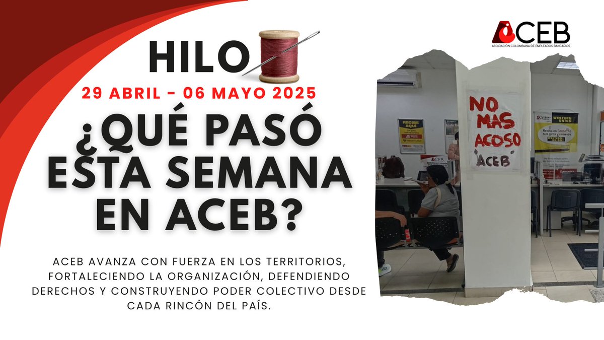 📆 ¿Qué ha pasado esta semana? | 29 de abril - 06 de mayo 2025
👇 Te lo explicamos en este hilo.
-
-
-
#banco #sindicato #bancodebogota #asamblea #mitin #1DeMayo  #consultapopular2025 #consultapopularsí