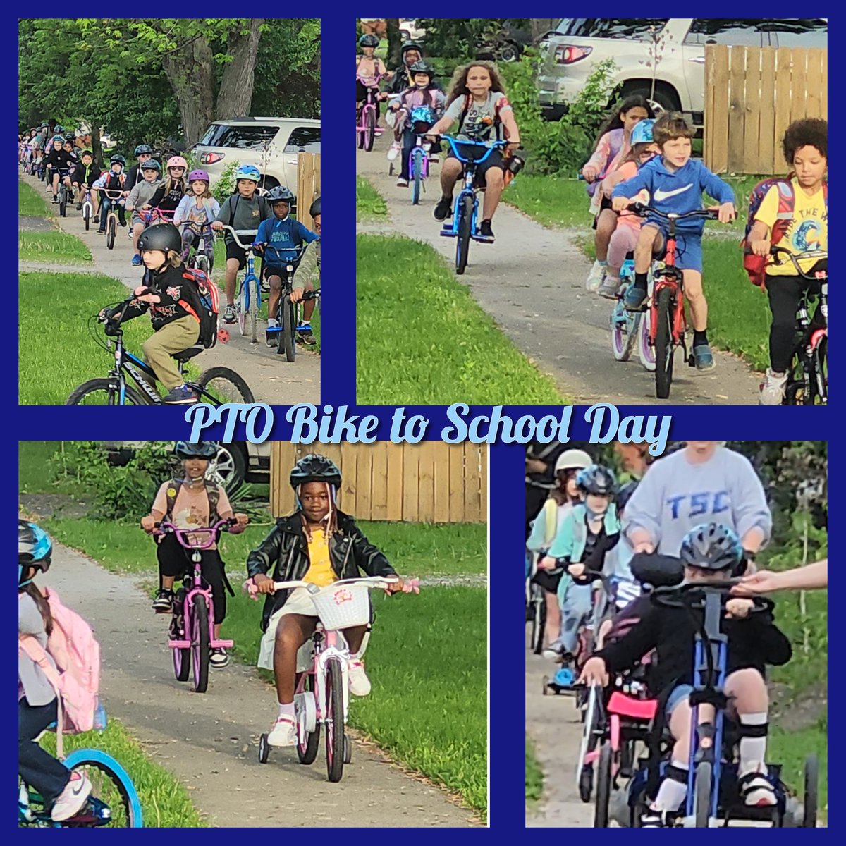 Robey PTO put together Ride Your Bike to School Day. They met at Lion's park and rode to school. Sooo cute! <a href="/RobeyRockets/">Robey Elementary</a> <a href="/WayneTwpSchools/">We Are Wayne</a>