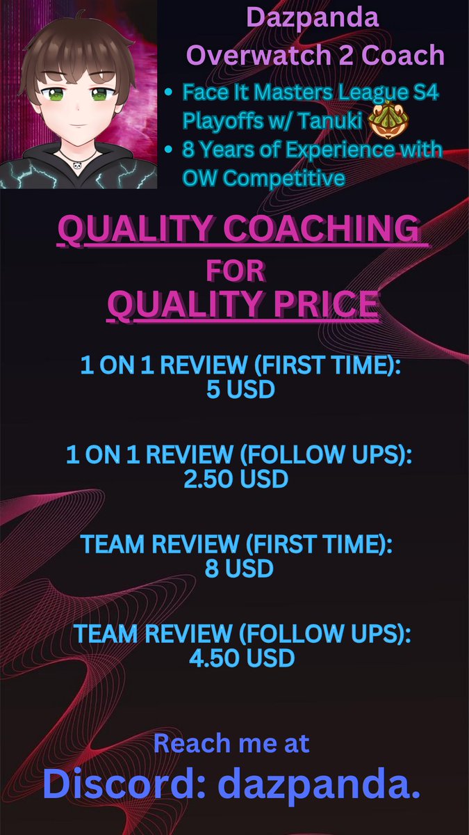 Starting up Private Coaching again! Reach me on my Discord in the graphic. If you keep coming back it's a good deal.
Also please RT &amp; Like : )