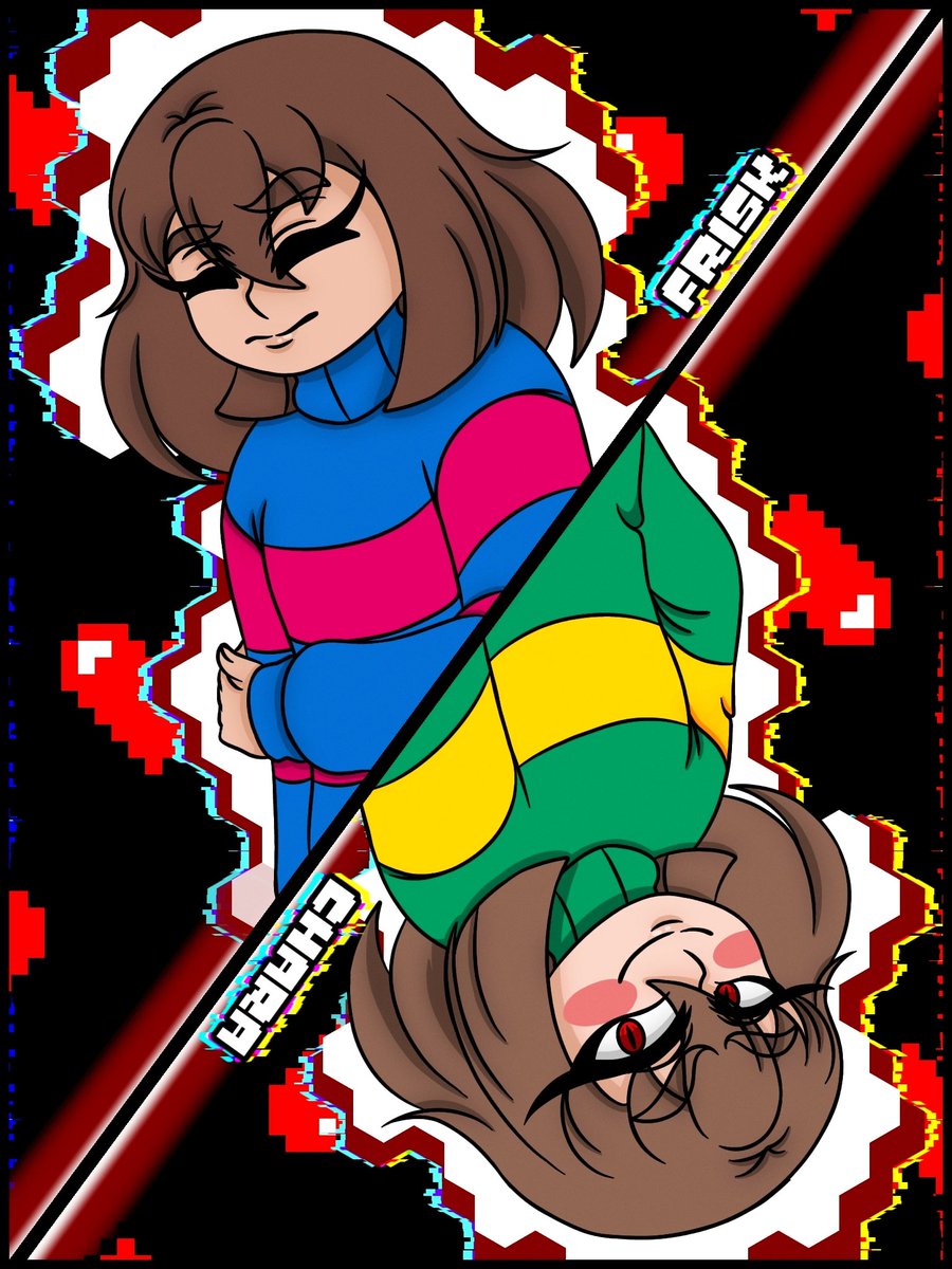 BJ2003Art's tweet photo. Chara when she controlled Frisk in the Genocide Route, at least that's how it is in my AU
❤️💔❤️
#undertale #chara #frisk #undertalegenocideroute #genocideroute #myau #undertaleau #au #mystyle #evilvsgoodness #darkvslight #determination #foryou https://t.co/CE59P2AGNq