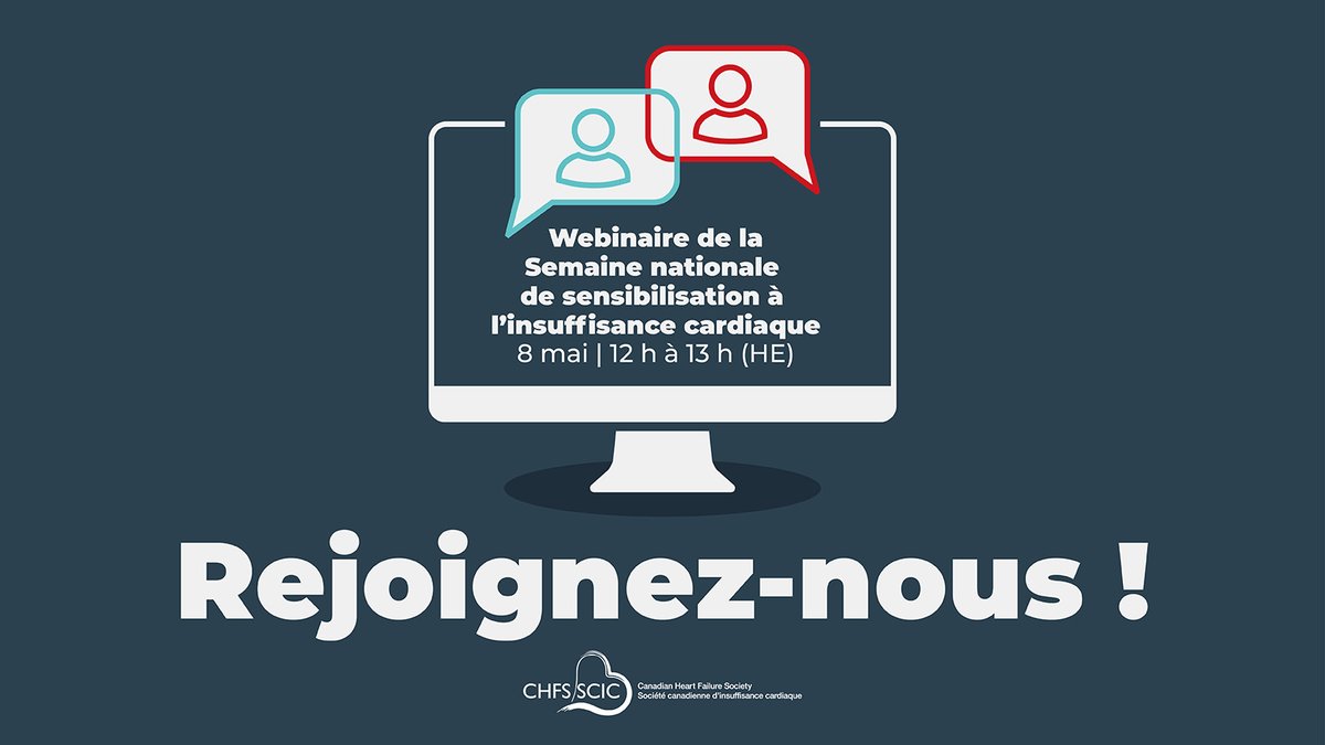 CHFS (@canhfsociety) on Twitter photo C’est aujourd’hui ! Rejoignez notre webinaire en français de la #HeartFailureWeekCan, présenté par <a href="/coeuretavc/">Cœur + AVC</a> et la <a href="/HeartLifeCanada/">HeartLife Foundation</a>, à 12 h (HE). Ouvert à tous : patients, proches, professionnels de la santé.
Participez ici : heartandstroke-ca.zoom.us/webinar/regist… C’est aujourd’hui ! Rejoignez notre webinaire en français de la #HeartFailureWeekCan, présenté par <a href="/coeuretavc/">Cœur + AVC</a> et la <a href="/HeartLifeCanada/">HeartLife Foundation</a>, à 12 h (HE). Ouvert à tous : patients, proches, professionnels de la santé.
Participez ici : heartandstroke-ca.zoom.us/webinar/regist…