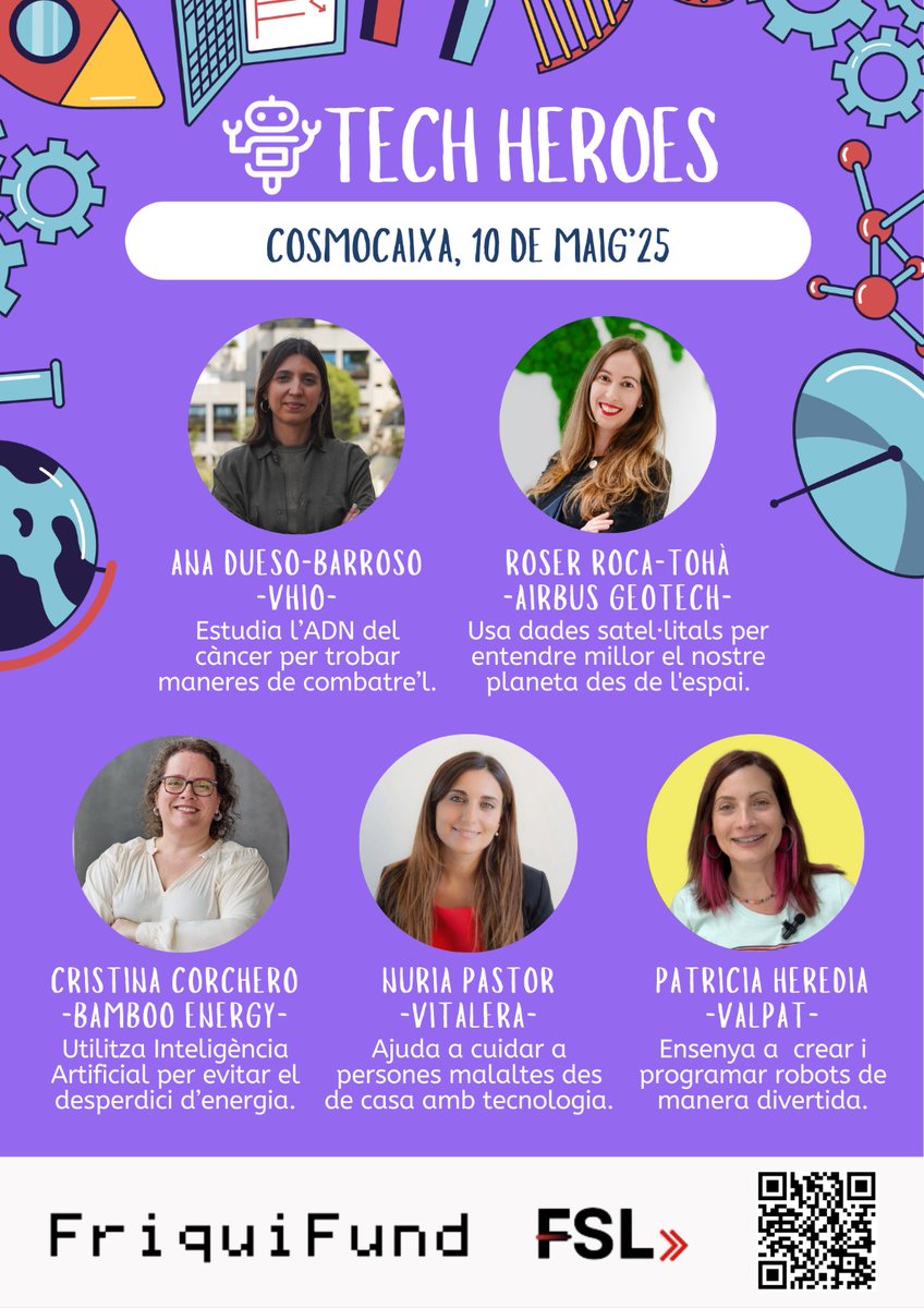 🚀 Este sábado estaré en Tech Heroes en el <a href="/CosmoCaixa/">Museo de la Ciencia CosmoCaixa</a>  con un grupo increíble de mujeres #STEM 💜

Una mañana para inspirar a jóvenes a descubrir la ciencia y la tecnología con humor, pasión y cero etiquetas.

🎟️ ¡VENTE! - Entrada gratuita bit.ly/TechHeroes25