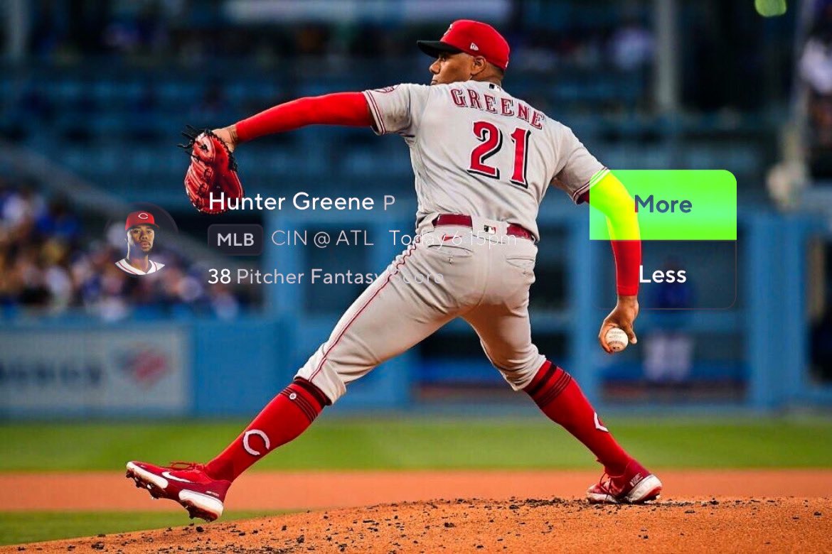 ANTArmyElite's tweet photo. POTD Hunter Greene Over 38 pitcher fs❤️‍🔥⭐️

Todays ATL lineup only Bats a .197 vs Greene 

Last H2H ⬇️⬇️⬇️
ended with 52 fs score
21 Pitching Outs🔒
7 strikeouts 🎯
ZERO ER💎
4/6 games this szn🔥

ATL  struggles should continue tonight

#prizepicks #betting #GamblingTwiiter #mlb https://t.co/QYuwwzwDJC