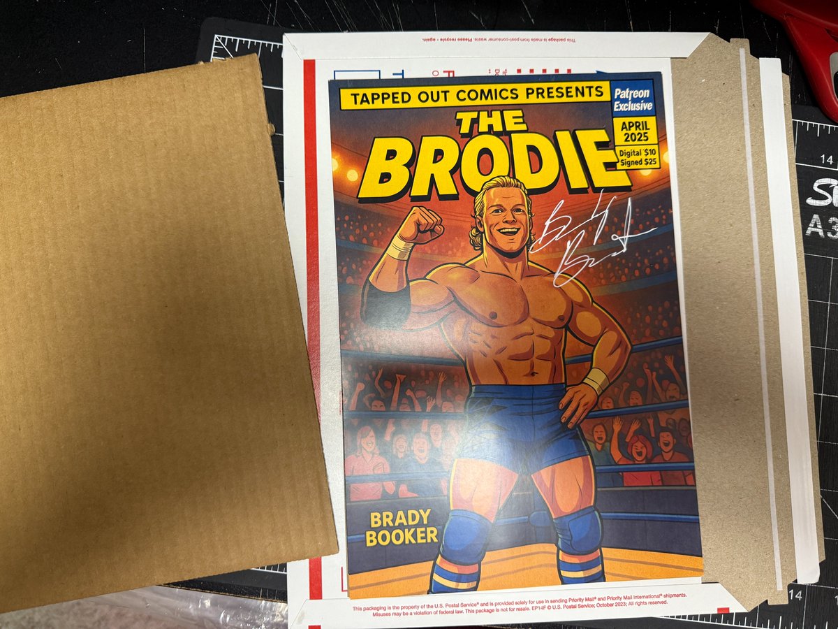 Tapped Out Podcast Network (@tappedoutpod) on Twitter photo Signed. Sealed. Delivered.
Our exclusive autographed 8x10 comic-style cover is only for $25 Patreon members!
Get yours while they last: patreon.com/tappedoutpod
#TappedOutCollectibles #WrestlingMerch #SignedArt #ProWrestling <a href="/bradybooker_/">Brady Booker</a> Signed. Sealed. Delivered.
Our exclusive autographed 8x10 comic-style cover is only for $25 Patreon members!
Get yours while they last: patreon.com/tappedoutpod
#TappedOutCollectibles #WrestlingMerch #SignedArt #ProWrestling <a href="/bradybooker_/">Brady Booker</a>