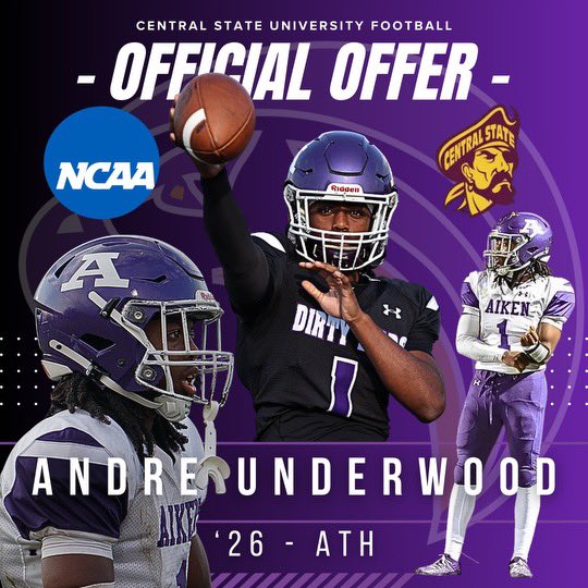 Andre Underwood (@yalluvdre) on Twitter photo After a great showcase and talk with <a href="/CoachMcCray9/">🌹Mike McCray II🌹</a> i am blessed to receive an offer from <a href="/GoMaraudersFB/">Central State Marauders Football 🏴☠️</a>! Thank you Coach McCray and the entire staff! After a great showcase and talk with <a href="/CoachMcCray9/">🌹Mike McCray II🌹</a> i am blessed to receive an offer from <a href="/GoMaraudersFB/">Central State Marauders Football 🏴☠️</a>! Thank you Coach McCray and the entire staff!