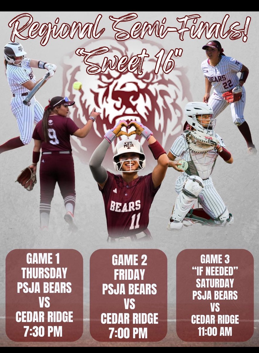 Watch our Lady Bear game live on <a href="/PSJAISD/">PSJA ISD</a> you tube ! Wishing them the very best at sweet 16 semi-finals Gooooo Bears! 🥎🤩🥳