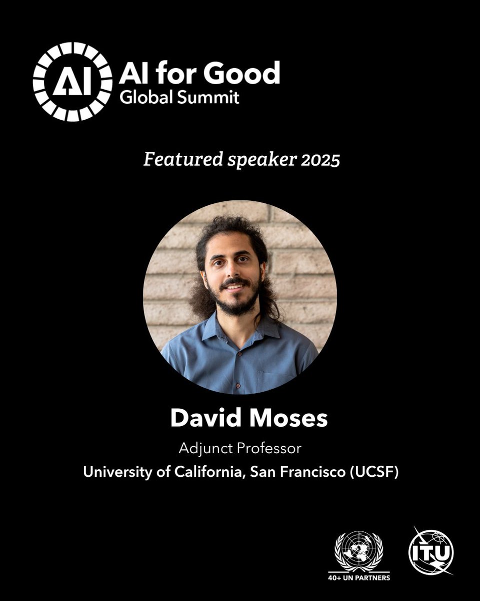 AI for Good πΊπ³ #AIforGood (@aiforgood) on Twitter photo Meet our #AIforGood Global Summit 2025 speaker!
π£ <a href="/AtDavidMoses/">David Moses</a>, Adjunct Professor at <a href="/UCSF/">UC San Francisco</a>, will bring key insights about implantable #BCI systems.
Join us for free or go VIP!
π loom.ly/3lYtLDg
π
8β11 July 2025
π Palexpo, Geneva, and online Meet our #AIforGood Global Summit 2025 speaker!
π£ <a href="/AtDavidMoses/">David Moses</a>, Adjunct Professor at <a href="/UCSF/">UC San Francisco</a>, will bring key insights about implantable #BCI systems.
Join us for free or go VIP!
π loom.ly/3lYtLDg
π
8β11 July 2025
π Palexpo, Geneva, and online