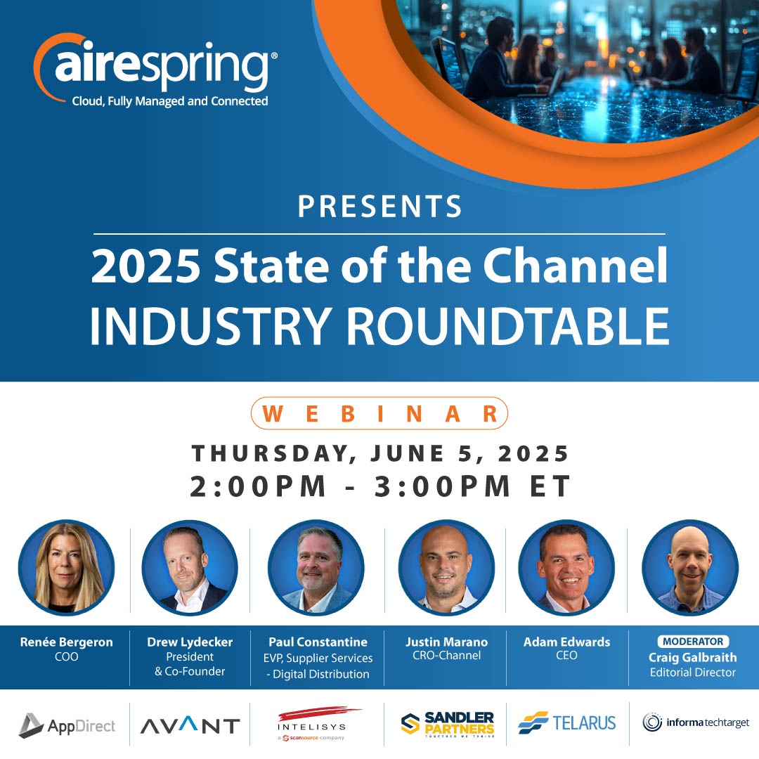 AireSpring's tweet image. Join @AireSpring&apos;s annual State of the Channel Industry Roundtable featuring executive leaders from @AppDirect, @Avant_CCC, @IntelisysCorp /@ScanSource, @SandlerPartners, and @telarus  - five of the most influential TSDs today.

Reserve a spot today: us02web.zoom.us/webinar/regist…