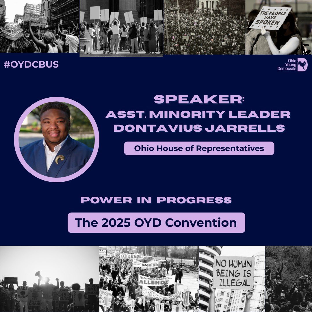 Ohio Young Dems (@ohioyd) on Twitter photo Speaker Announcement 📣
Join Asst. Minority Leader <a href="/iamDontavius/">Dontavius L. Jarrells</a> at the 2025 OYD Convention in Columbus! 🤩
RSVP today: mobilize.us/ohioyoungdems/… Speaker Announcement 📣
Join Asst. Minority Leader <a href="/iamDontavius/">Dontavius L. Jarrells</a> at the 2025 OYD Convention in Columbus! 🤩
RSVP today: mobilize.us/ohioyoungdems/…