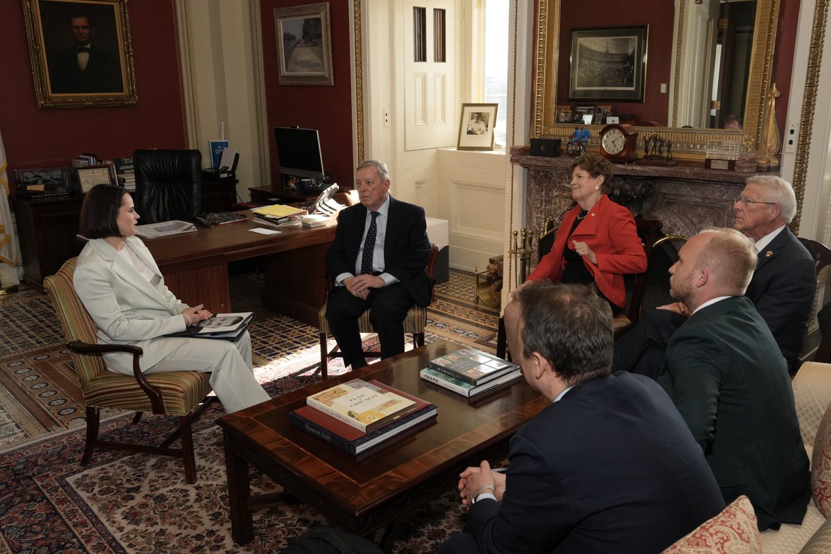 SenatorWicker's tweet photo. Yesterday I met Sviatlana Tsikhanouskaya, the Belarusian opposition leader, to discuss her efforts to bring democracy back to her country. Lukashenko, a puppet of Putin, is an enemy of a free Belarus and democracy in the region. The U.S. stands with Tsikhanouskaya, the Belarusian people, and Lukashenko’s political prisoners as they continue to fight for freedom in Belarus.