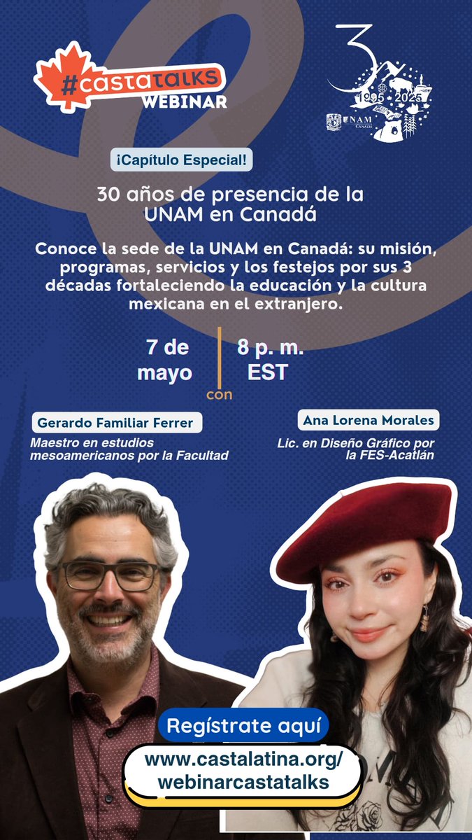 Recuerda el Webinar en colaboración con <a href="/Casta_Latina/">Casta Latina</a> el día de hoy, aún estás a tiempo para registrarte.

Hora: 8pm (hora del Este, Canadá)

Registro previo en: castalatina.org/webinarcastata…
.
.
¡Te esperamos!