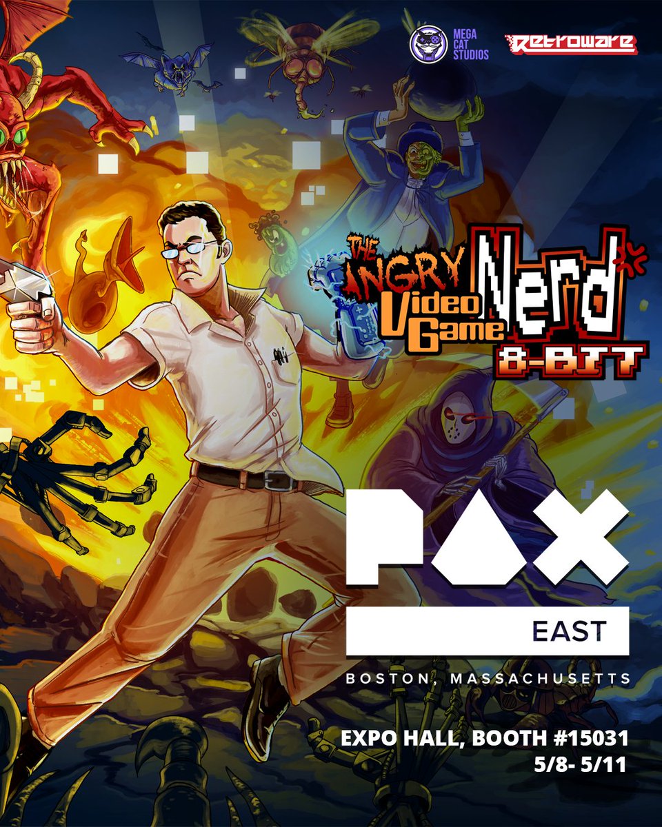 megacatstudios's tweet photo. Angry Video Game Nerd: 8-Bit is warping into #PAXEast! 👓
Come meet the devs, preview Retroware's 2025 releases, and go full retro rage mode.
📍 Booth #15031 | May 8–11 #AVGN8Bit @Retroware https://t.co/XJKrXJ0kJV