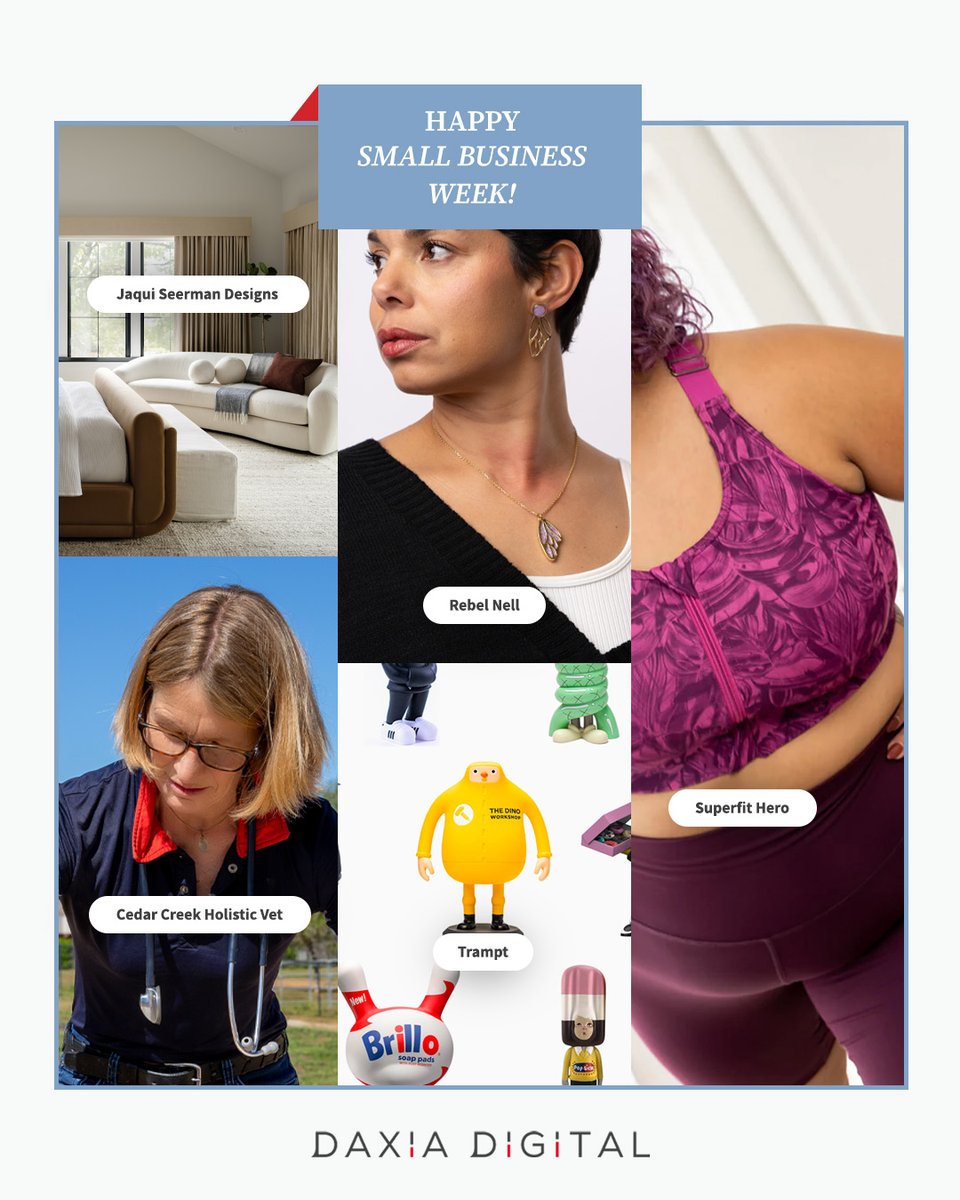 Daxia Digital (@daxiadigital) on Twitter photo From holistic animal care to collectible art marketplaces.
From inclusive fashion to striking interior design.
We’re a small agency supporting small brands like:
<a href="/RebelNell/">Rebel Nell</a> | @SuperfitHero | @Trampt | Cedar Creek Holistic Vet | Jaqui Seerman
#SmallBusinessWeek #SupportSmall From holistic animal care to collectible art marketplaces.
From inclusive fashion to striking interior design.
We’re a small agency supporting small brands like:
<a href="/RebelNell/">Rebel Nell</a> | @SuperfitHero | @Trampt | Cedar Creek Holistic Vet | Jaqui Seerman
#SmallBusinessWeek #SupportSmall