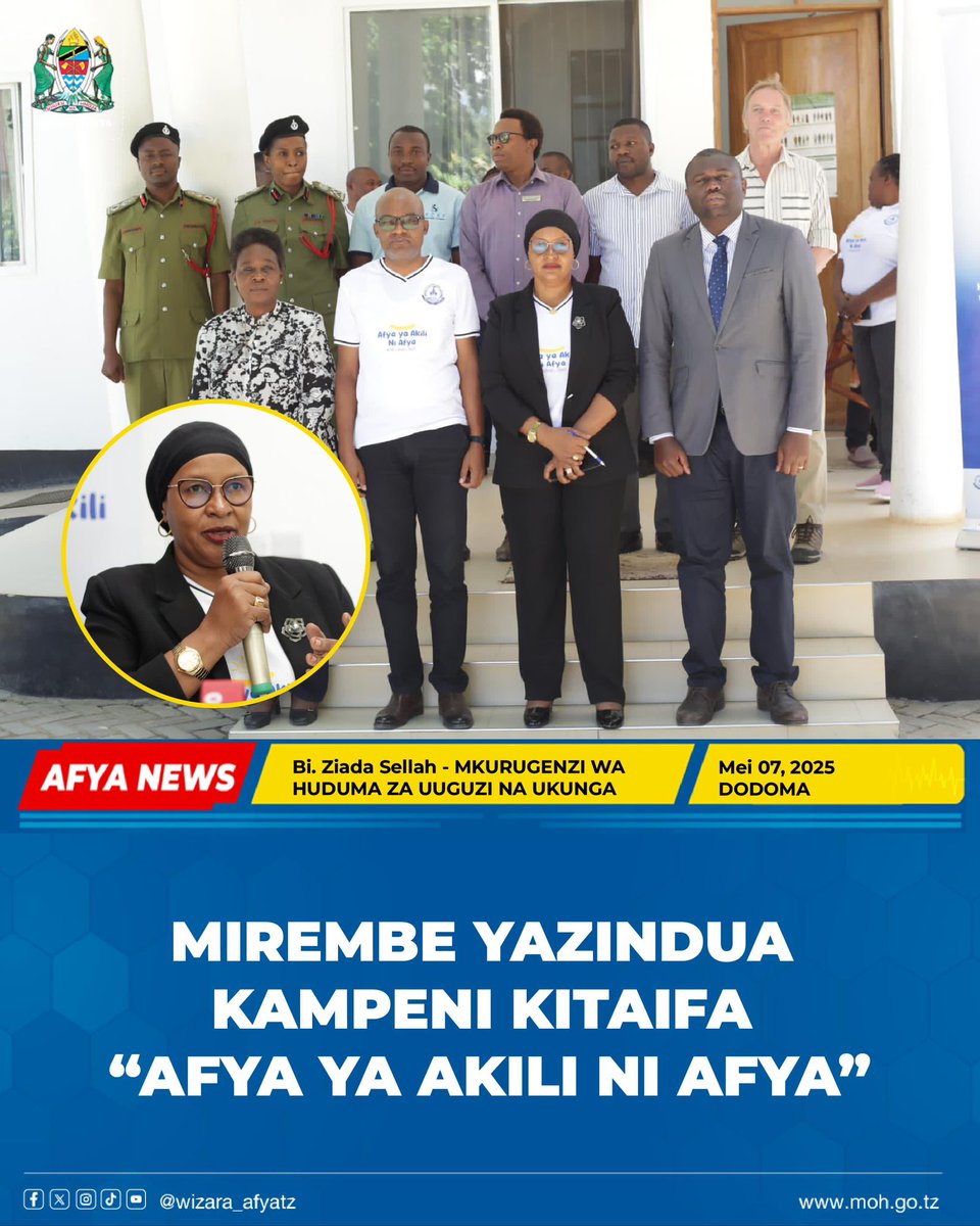 MIREMBE YAZINDUA KAMPENI KITAIFA“ AFYA YA AKILI NI AFYA”

Na WAF, Dodoma

Kaimu Mganga Mkuu wa Serikali Bi. Ziada Sellah amezindua rasmi Kampeni ya kitaifa ya Afya  ya Akili ni Afya, yenye lengo la kuongeza uelewa juu ya afya ya akili  nchini ili kuhakikisha kila mwananchi ana