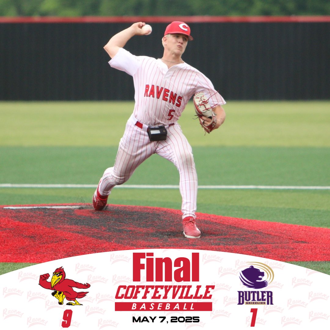 Red Raven Sports (@redravensports) on Twitter photo Baseball
Final
Red Ravens defeat Butler 9-1 in Game #1 of best of 3 in the 1st round Region 6 Tournament.
Raven righty Cross Dowd pitches 7 strong allowing 1 earned in the victory!
Game #2 scheduled for tomorrow (5/8) at 3:00p.
<a href="/cccredravens/">Coffeyville CC</a> <a href="/redravensBB/">CCC Baseball</a> Baseball
Final
Red Ravens defeat Butler 9-1 in Game #1 of best of 3 in the 1st round Region 6 Tournament.
Raven righty Cross Dowd pitches 7 strong allowing 1 earned in the victory!
Game #2 scheduled for tomorrow (5/8) at 3:00p.
<a href="/cccredravens/">Coffeyville CC</a> <a href="/redravensBB/">CCC Baseball</a>